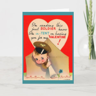 WO2 Leger Valentijn, Schattigee Soldaat Peeking ui Feestdagen Kaart