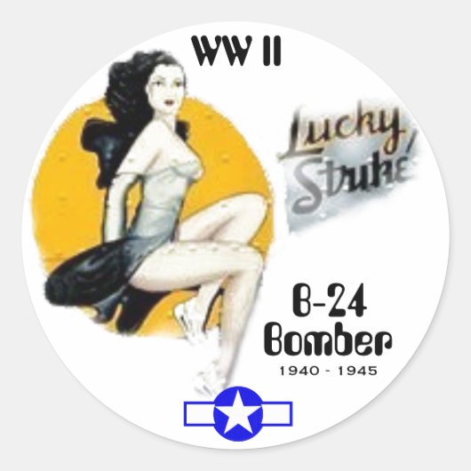 WO II B-24 neuskunst Ronde Sticker (Voorkant)