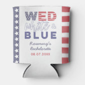 WO Wit Blauw Bachelorette Party Vrijgezellenfeest Blikjeskoeler (Voorkant)