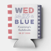 WO Wit Blauw Bachelorette Party Vrijgezellenfeest Blikjeskoeler (Achterkant)