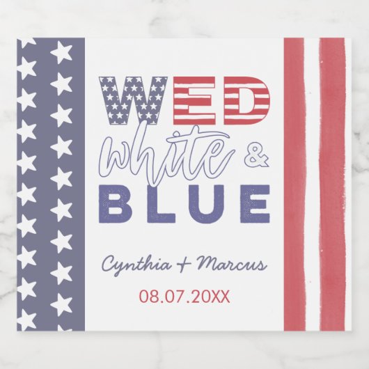 Wo wit en blauw informele achtertuin bruiloft bier etiket (Enkel label)