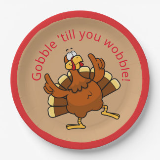 Wobbelende kalkoen voor Thanksgiving Papieren Bordje