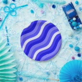 Wobble Pop Stripes Bright Blue Diagonal Pattern Papieren Bordje (Feest)