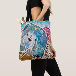 WOBBLE-ROCK Chow dog waterverf batik Draagtas