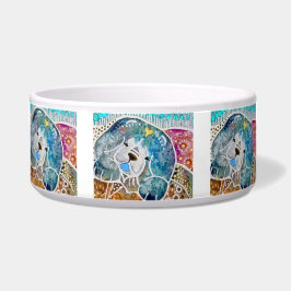 WOBBLE-ROCK Chow dog waterverf batik hondenkom Voerbakje