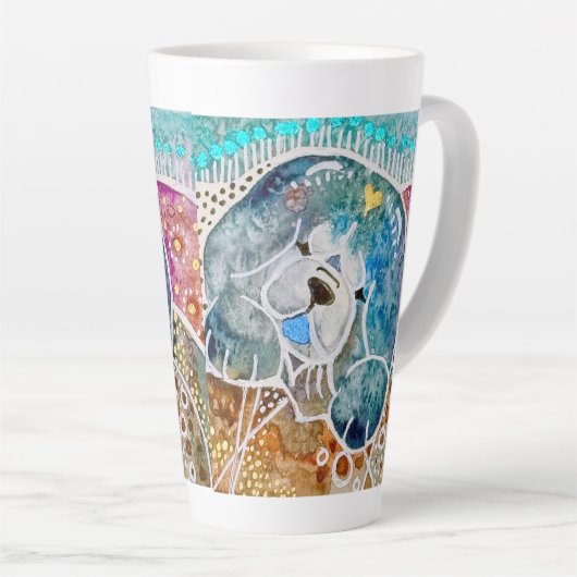 WOBBLE-ROCK Chow dog waterverf batik Latte Mok (Rechterhoek)