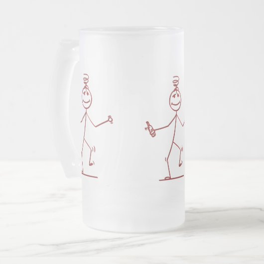 Wobble Stick Figuur Frosted Glass Mok (Voorkant links)