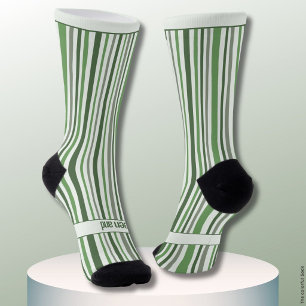 Wobbly strepen, groen en wit sokken