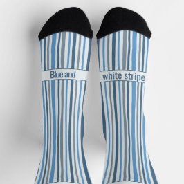 Wobbly Stripes, Blue and White Sokken