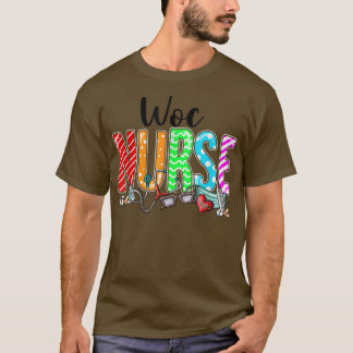 WOC Nurse Plaid Red Love Heart Stethoscope RN Nurs T-shirt