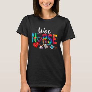 WOC Nurse Tie Dye Love Heart Stethoscope RN Nurse  T-shirt