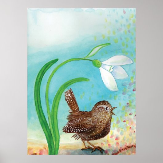 Woe vogels zingen op zonsopgang in de lente poster (Voorkant)
