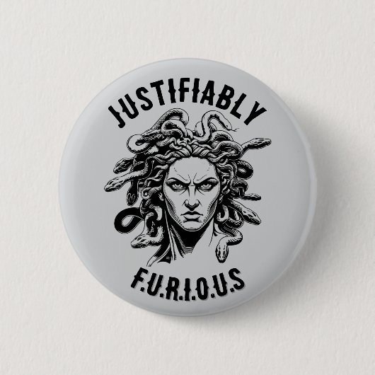 Woede van de Medusa-knop Ronde Button 5,7 Cm (Voorkant)