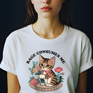 Woede Verteert Me Kat Bloem Schattige Kat Kattige T-shirt