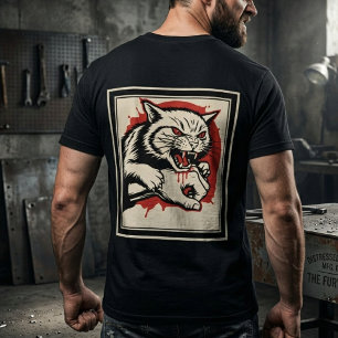 Woedende Katachtige Aanval Kat Edgy Bloederige Kla T-shirt