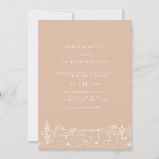 Woedende woestijn Zand Beige Cactus Landschap Kaart (Voorkant)