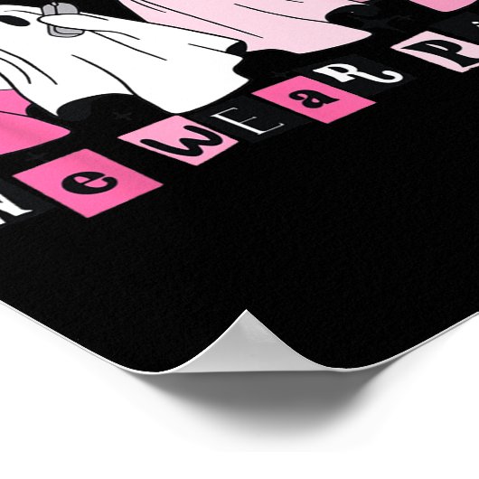 Woensdag Draag we Schattige Pink Ghost Halloween Poster (Hoek)
