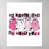 Woensdag hebben we Schattige Pink Ghost Halloween  Poster (Voorkant)