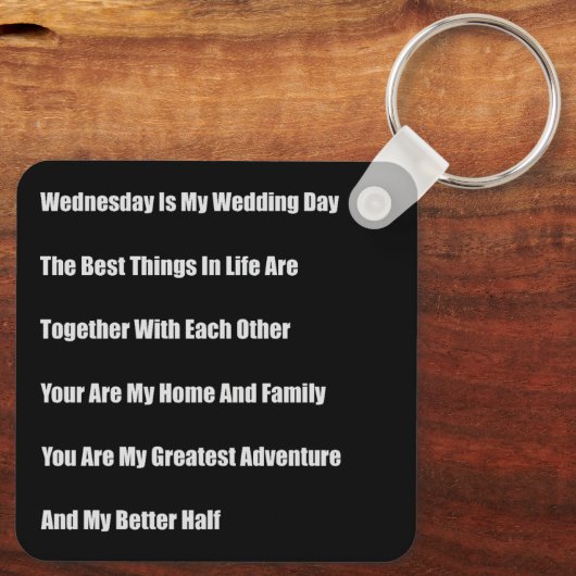 Woensdag is mijn trouwdag sleutelhanger (Achterkant)