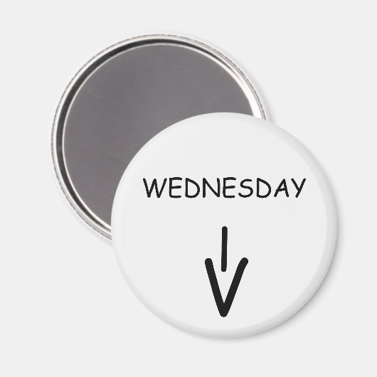 Woensdag Pijl Ronde Witte Magneet door Janz (Voorkant / Achterkant)