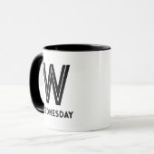 Woensdag W Monogram Zwart-Wit Combo Custom Mok (Voorkant links)