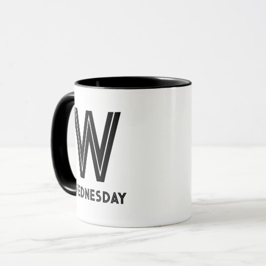 Woensdag W Monogram Zwart-Wit Combo Custom Mok (Voorkant links)