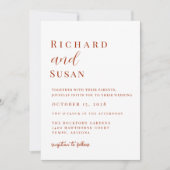 Woert Sienna Modern Minimalist Wedding Kaart (Voorkant)