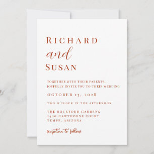 Woert Sienna Modern Minimalist Wedding Kaart