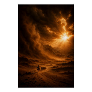 Woest Poster Zandstorm in de Woestijn Perfect Poster