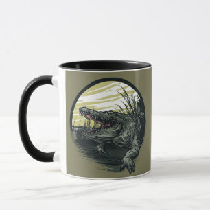 Woeste Alligator Moeras Illustratie Kunst Mok