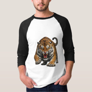 Woeste Bengaalse Tijger Midden Sprong Wilde Dieren T-shirt