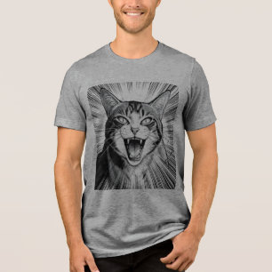 Woeste Brullende Kat Manga Stijl T-Shirt