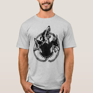 Woeste driekoppige hond t-shirt