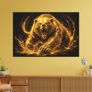 Woeste Gouden Beer Brul Kunst Canvas Afdruk