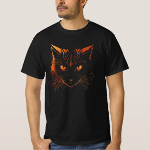 Woeste Illustratie van Kat met Oranje Ogen T-shirt