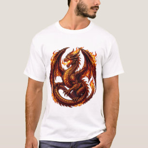 Woeste Inferno Draak met Vleugels en Vuur Ring Kun T-shirt