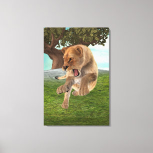 Woeste Leeuwinnen Jungle Avontuur Kunst Canvas Afdruk