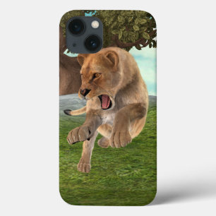 Woeste Leeuwinnen Jungle Avontuur Kunst iPhone 13 Hoesje
