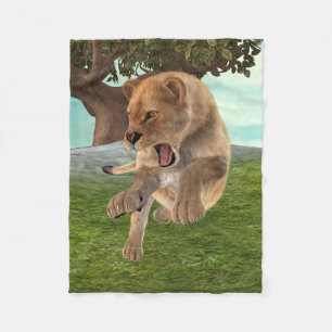 Woeste Leeuwinnen Jungle Avontuur Kunst Fleece Deken