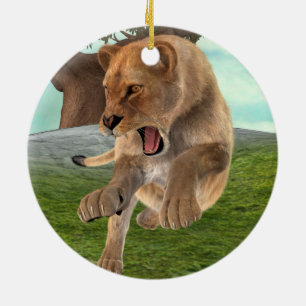 Woeste Leeuwinnen Jungle Avontuur Kunst Keramisch Ornament