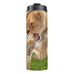 Woeste Leeuwinnen Jungle Avontuur Kunst Thermosbeker