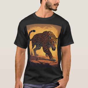 Woeste Luipaard Slentert bij Zonsondergang T-shirt