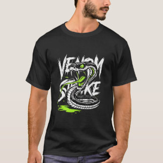 Woeste Opgerolde Slang met Gifaanval Tekst Cartoon T-shirt