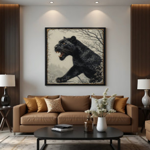 Woeste Panter Donkere Fantasie Canvas Afdruk