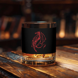 Woeste Rode Tribale Draak Silhouet Fantasie Whisky Glas