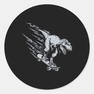 Woeste T-rex Skateboarden Bliksemsnelheid Ronde Sticker