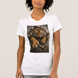 Woeste Tijger Die Door Muur Breekt T-shirt