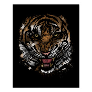 Woeste Tijger Gezicht Poster Wilde Jungle Roofdier Perfect Poster