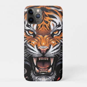 Woeste Tijger met Rook en Bliksem Grafisch iPhone 11 Pro Hoesje