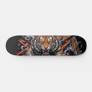 Woeste Tijger met Rook en Bliksem Grafisch Skateboard